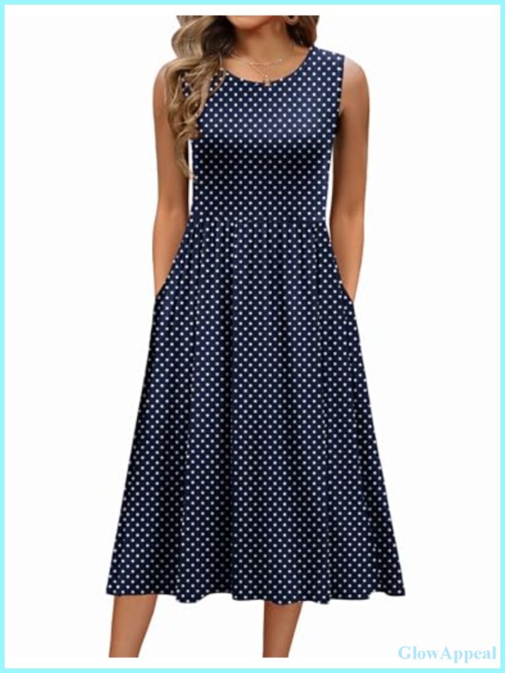 Sleeveless Floral A-Line Midi Dress with Pockets Casual Summer Tank Dress